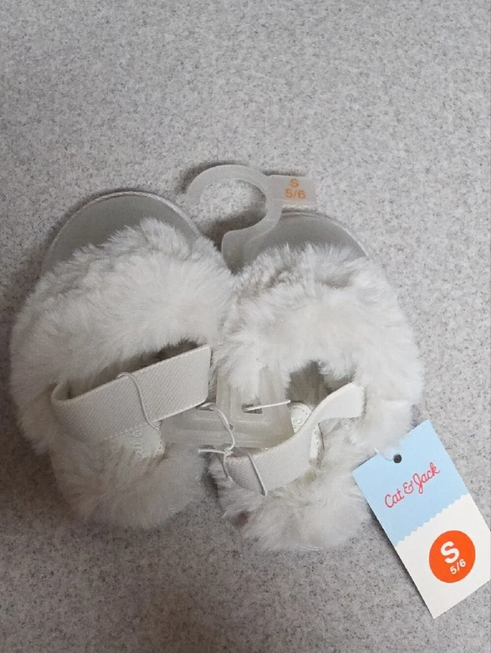 Silver Faux Fur Baby Slippers by